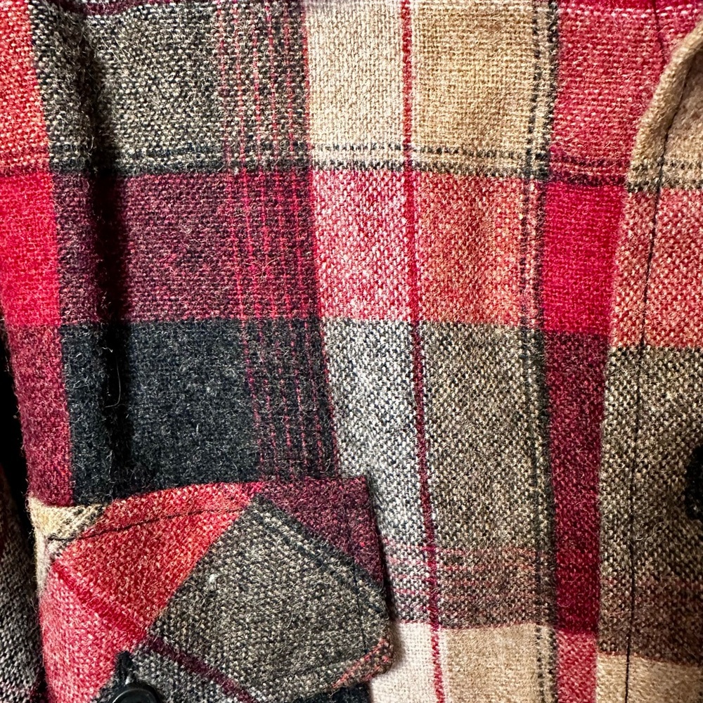 Plaid Wool Shirt in Red and Black - Picture 2 of 4